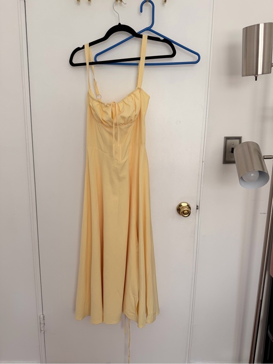 None Dresses & Skirts - Yellow corset adjustable top midi Dress - Elegant Summer Style